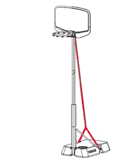basketbal Popruh na nastavenie výšky basketbalového koša K900 červeno-čierny