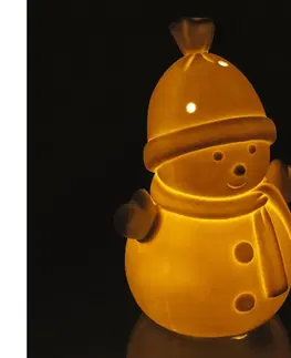 Vianočné dekorácie  LED Vianočná porcelánová dekorácia LED/3xLR44 snehuliak 
