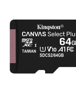 Pamäťové karty Kingston Canvas SeIect Plus Micro SDXC 64 GB, UHS-I A1, Class 10 - rýchlosť 100 MB/s