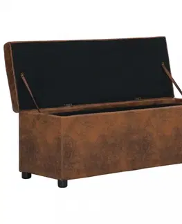 Lavice a stoličky Lavica s úložným priestorom umelá koža Dekorhome Hnedá