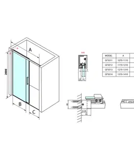 Sprchovacie kúty SAPHO - FONDURA sprchové dvere 1200, číre sklo GF5012