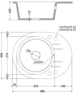Kuchynské drezy MEXEN MEXEN - Kevin granitový drez 1 s odkvapkávačom 586x458 mm, biela, sifón chróm 6517581005-20