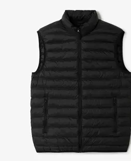 bundy a vesty Pánska golfová prešívaná vesta MW500 čierna