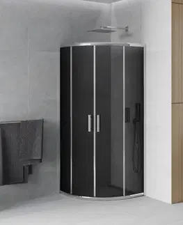 Sprchovacie kúty MEXEN - Rio štvrťkruhový sprchovací kút 80x80, sklo grafit, chróm 863-080-080-01-40
