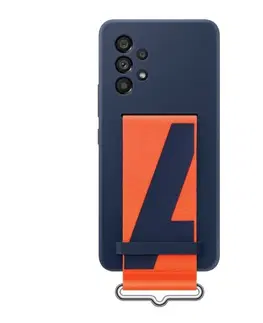 Puzdrá na mobilné telefóny Zadný kryt Silicone Cover s pútkom pre Samsung Galaxy A53 5G, námornícka modrá EF-GA536TNEGWW