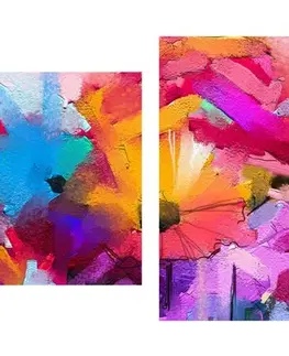 Abstraktné obrazy 5-dielny obraz abstraktné farebné kvety