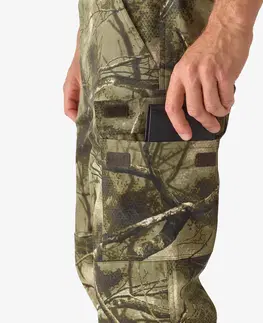 mikiny Poľovnícke nehlučné priedušné nohavice 100 z bavlny s maskovaním Treemetic