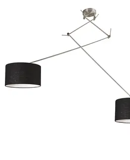 Zavesne lampy Závesné svietidlo oceľové s tienidlom 35 cm nastaviteľné čierne - Blitz II