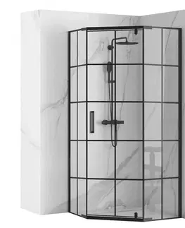 Sprchovacie kúty REA/S - Sprchovací kút HEX - čierny 80x80 So sprchovou vaničkou Diamond KPL-K8969
