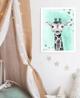 Obrazy do detskej izby Obraz s rámom do detskej izby - Farebný so žirafou
