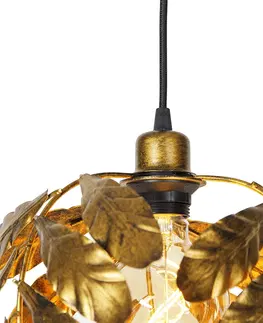 Zavesne lampy Vintage závesné svietidlo starožitné zlaté 30 cm - Lipa