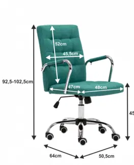 Kancelárske stoličky KONDELA Morgen kancelárske kreslo s podrúčkami azúrová zelená / chróm