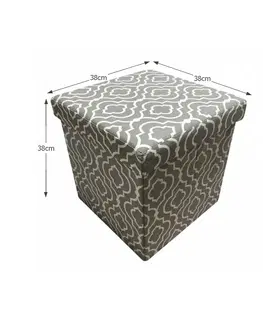 Taburetky KONDELA Marlo taburetka s úložným priestorom sivá / biely vzor