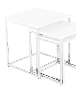 Konferenčné stolíky KONDELA Enisol Typ 3 konferenčný stolík (3 ks) biely vysoký lesk