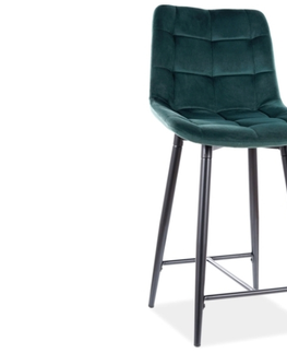 Barové stoličky Signal Polovičná barová stolička CHIC H-2 VELVET čierny rám / zelená BLUVEL 78