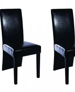 Jedálenské stoličky a kreslá Jedálenská stolička 2 ks umelá koža / drevo Dekorhome Vínová