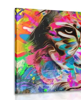 Pop art obrazy Obraz farebná hlava leva