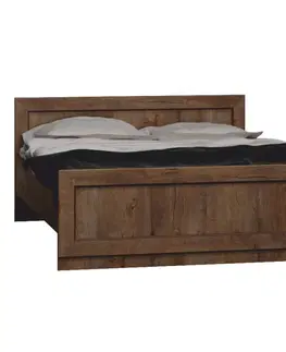Postele KONDELA Tedy T20 160 rustikálna posteľ s roštom dub lefkas
