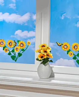 Drobné dekorácie a doplnky 2-dielny obrázok na okno „Slnečnice a motýle“