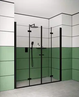 Sprchovacie kúty DEANTE - Kerria plus čierna - Sprchové dvere bez stenového profilu, systém Kerria Plus, 90 cm - skladacia KTSXN41P