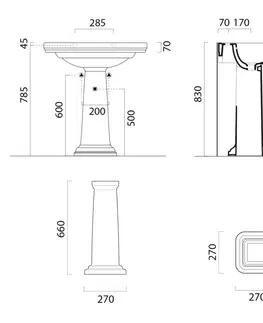 Kúpeľňa GSI - CLASSIC univerzálny keramický stĺp k umývadlu 66x27cm, biela ExtraGlaze 877011