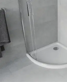 Vane MEXEN/S - Rio štvrťkruhový sprchovací kút 90 x 90, transparent, chróm + vanička so sifónom Flat, biela 863-090-090-01-00-4110