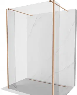 Sprchové dvere MEXEN/S - Kioto Sprchová zástena WALK-IN voľne stojaca 90 x 30 x 30 cm, transparent, meď kartáčovaná 800-090-030-222-65-00-030