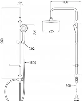 Sprchy a sprchové panely MEXEN/S - Carl sprchový stĺp vrátane sprchovej termostatickej batérie Kai, čierna 77900240-70