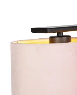 Zavesne lampy Závesná lampa s velúrovými odtieňmi ružová so zlatou 20cm - Combi 3 Deluxe