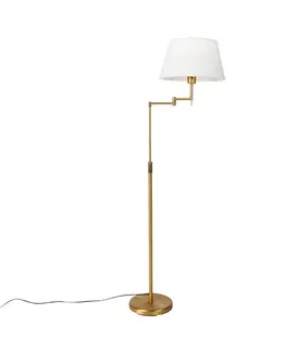 Stojace lampy Inteligentná stojaca lampa bronzová s bielym tienidlom vrátane Wifi A60 - Ladas Deluxe