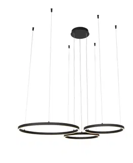 Zavesne lampy Závesné svietidlo čierne vrátane LED 3-stupňové stmievateľné 3-svetlo - Anello