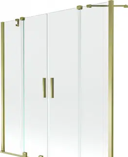 Sprchové dvere MEXEN/S - Velar Duo Dvojkrídlová posuvná vaňová zástena 150 x 150 cm, transparent, zlatá 896-150-000-02-50