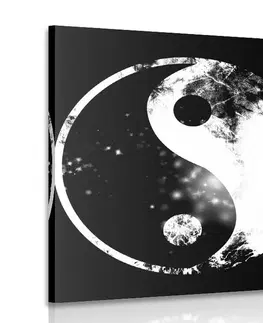 Čiernobiele obrazy Obraz symbol Jin a Jang v čiernobielom prevedení