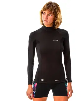 surf Dámske neoprénovo-fleecové tričko s UV ochranou a dlhým rukávom čierne