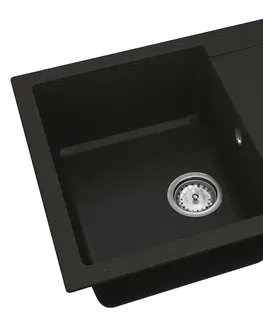 Kuchynské drezy NABBI Odi ONB 02-61 granitový kuchynský drez so sifónom 58,5x48 cm čierna