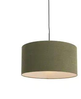 Zavesne lampy Závesná lampa čierna so zeleným tienidlom 50 cm - Combi 1