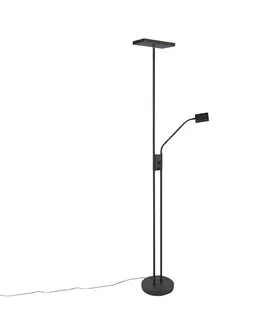 Stojace lampy Moderná stojaca lampa s lampou na čítanie štvorcová čierna - Jazzy