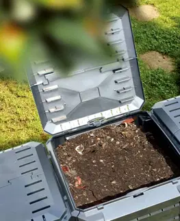 Kompostéry Záhradný kompostér čierny Dekorhome 380 l
