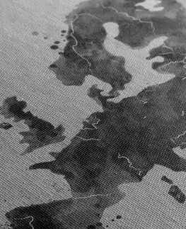 Obrazy na korku Obraz na korku retro mapa Európy v čiernobielom prevedení