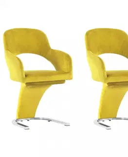 Jedálenské stoličky a kreslá Jedálenská stolička 2 ks zamat / chróm Dekorhome Žltá