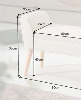 Lavice do jedálne LuxD Dizajnová lavica Dafina 90 cm ľan béžová