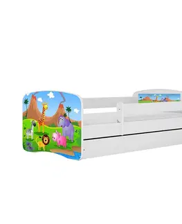 Jednolôžkové postele Detská Posteľ. Babydreams+Sz+M Biely 80x160 Safari