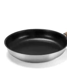 Broiling Pans Panvica z ušľachtilej ocele s drevenou rukoväťou, cca 28 cm