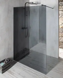 Sprchové dvere GELCO - VARIO BLACK jednodielna sprchová zástena na inštaláciu k stene, dymové sklo, 1400  GX1314GX1014