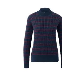 Shirts & Tops Pulóver s vrkočovým vzorom z jemnej pleteniny, modro-červený