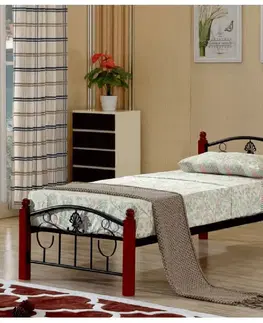 Postele Kovová posteľ s roštom, 90x200, MAGENTA