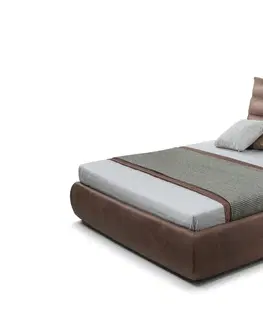 Manželské postele VELIA čalúnená posteľ, hnedá ekokoža