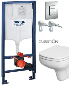 Záchody Rapid SL pre závesné WC 38528SET s chrómovou doskou + WC CERSANIT CLEANON COLOUR + SEDADLO 38772001 CN1