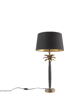 Stolove lampy Stolná lampa Art Deco bronzová s čiernym tienidlom 35 cm - Areka