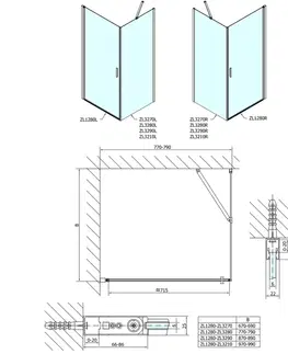 Sprchové dvere POLYSAN - ZOOM štvorcová sprchová zástena 800x800 L/P varianta ZL1280ZL3280